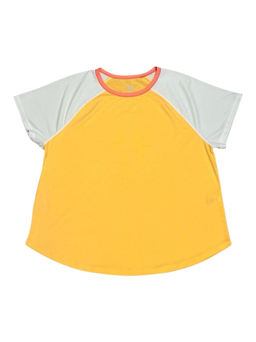 TITLE NINE Yellow/Cream Notton Raglan Short Sleeve Tee Shirt Hiking Outdoor XL